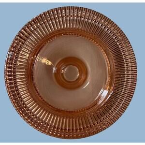 Vtg Pink Depression Glass Round Taper Candle Holder Girly Cottage Granny Decor